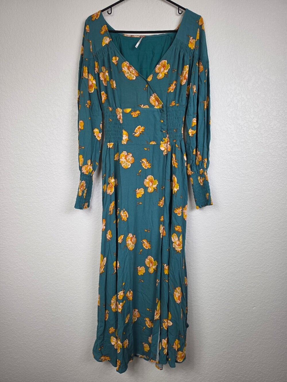 Free People Teal Floral Maxi Dress XS
